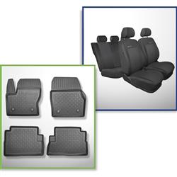Ensemble: tapis de voiture en TPE + housses de siège confectionnées sur mesure pour Ford Kuga II FL SUV (2016-2019) - Elegance P-3