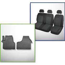 Ensemble: tapis de voiture en TPE + housses de siège confectionnées sur mesure pour Opel Vivaro II B Fourgon (09.2014-02.2019) - Elegance P-1 - version courte et longue; fourgonnette, version véhicule utilitaire et particulier, version particulier; seulem