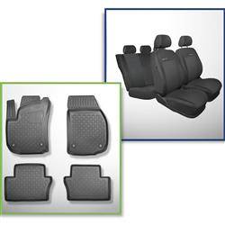 Ensemble: tapis de voiture en TPE + housses de siège confectionnées sur mesure pour Opel Zafira B Monospace (05.2005-2011) - Elegance P-3 - 5 sièges; sans la troisième rangée de sièges; sur deux rangées de sièges