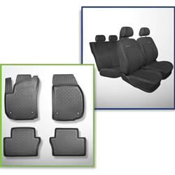 Ensemble: tapis de voiture en TPE + housses de siège confectionnées sur mesure pour Opel Zafira B Monospace (05.2005-2011) - Elegance P-4 - 5 sièges; sans la troisième rangée de sièges; sur deux rangées de sièges