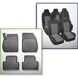 Ensemble: tapis de voiture en TPE + housses de siège confectionnées sur mesure pour Opel Zafira C Tourer Monospace (01.2012-07.2019) - Elegance P-2 - 5 sièges; sans la troisième rangée de sièges