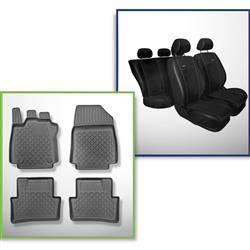 Ensemble: tapis de voiture en TPE + housses de siège confectionnées sur mesure pour Renault Clio IV Estate (03.2013-2019) - Premium