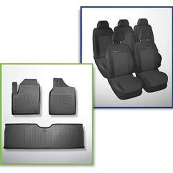 Ensemble: tapis de voiture en TPE + housses de siège confectionnées sur mesure pour Seat Alhambra Van (1996-08.2010) - Elegance P-1 - 5 sièges; sans la troisième rangée de sièges