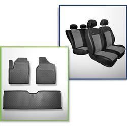 Ensemble: tapis de voiture en TPE + housses de siège confectionnées sur mesure pour Seat Alhambra Van (1996-08.2010) - Premium - 5 ou 7 sièges; sans la troisième rangée de sièges