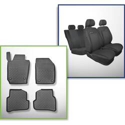 Ensemble: tapis de voiture en TPE + housses de siège confectionnées sur mesure pour Skoda Fabia III Break (01.2015-2021) - Elegance P-3 - deuxième rangée - dossiers séparés