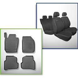 Ensemble: tapis de voiture en TPE + housses de siège confectionnées sur mesure pour Skoda Fabia III Break (01.2015-2021) - Elegance P-4 - deuxième rangée - siège et dossier séparés