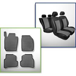 Ensemble: tapis de voiture en TPE + housses de siège confectionnées sur mesure pour Skoda Fabia III Break (01.2015-2021) - Premium - deuxième rangée - dossiers séparés