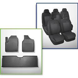 Ensemble: tapis de voiture en TPE + housses de siège confectionnées sur mesure pour Volkswagen Sharan Van (1995-08.2010) - Elegance P-3 - 5 sièges; sans la troisième rangée de sièges