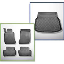 Ensemble: tapis de voiture en TPE + tapis de coffre pour Mercedes-Benz Classe C W204 Coupé (06.2011-09.2014) - Aristar - Guardliner - sièges arrière rabattables; sans cavité gauche