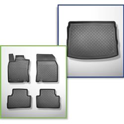 Ensemble: tapis de voiture en TPE + tapis de coffre pour Nissan Qashqai II Crossover (02.2014-05.2021) - Aristar - Guardliner - coffre supérieur; modèles avec plancher amovible du coffre