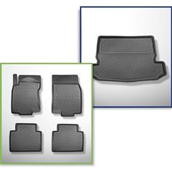 Ensemble: tapis de voiture en TPE + tapis de coffre pour Nissan X-Trail III SUV (08.2014-....) - Aristar - Guardliner - 7 places; 3me rangée abaissée
