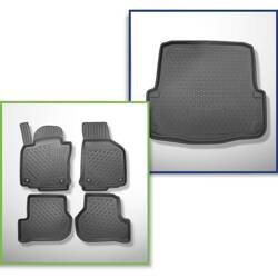 Ensemble: tapis de voiture en TPE + tapis de coffre pour Skoda Octavia II 1Z Break (2004-04.2013) - Aristar - Cool liner - coffre inférieur; aussi pour la version Scout et 4 roues motrices