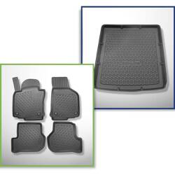 Ensemble: tapis de voiture en TPE + tapis de coffre pour Skoda Octavia II 1Z Break (2004-04.2013) - Aristar - Cool liner - coffre supérieur; aussi pour la version Scout et 4 roues motrices