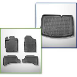 Ensemble: tapis de voiture en TPE + tapis de coffre pour Toyota Yaris III Hayon (09.2011-08.2020) - Aristar - Cool liner - coffre inférieur; version hybride