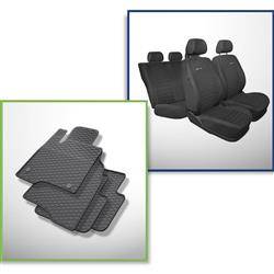 Ensemble: tapis de voiture en caoutchouc + housses de siège confectionnées sur mesure pour Fiat Panda III Hayon (2012-....) - Elegance - P-4 - 5 posti