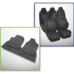 Ensemble: tapis de voiture en caoutchouc + housses de siège confectionnées sur mesure pour Ford Galaxy I, II Monospace (1995-2006) - Elegance - P-3 - 5 sièges