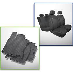 Ensemble: tapis de voiture en caoutchouc + housses de siège confectionnées sur mesure pour Nissan Qashqai II Crossover (2014-2021) - Elegance - P-3