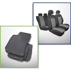 Ensemble: tapis de voiture en caoutchouc + housses de siège confectionnées sur mesure pour Volkswagen Passat B5, B5 FL Berline (1996-2005) - Elegance - P-2