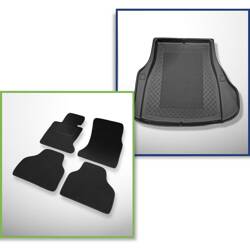 Ensemble: tapis feutre + tapis de coffre pour BMW 7 E65 (09.2001-2008) 4 porte - Standard - version standard et longue