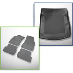 Ensemble: tapis velours + tapis de coffre pour Audi A6 III C6 FL (2006-2011) 4 porte - Standard - aussi pour la version Quattro