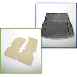 Ensemble: tapis velours + tapis de coffre pour Audi A8 D3 (11.2002-2009) 4 porte - Standard (version courte) - version non étendue; aussi pour la version Quattro