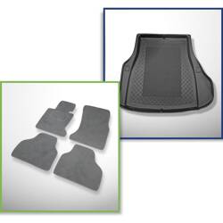 Ensemble: tapis velours + tapis de coffre pour BMW 7 E65 (09.2001-2008) 4 porte - Standard - version standard et longue