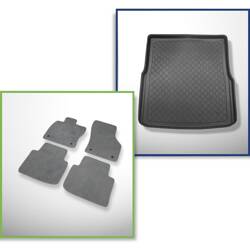 Ensemble: tapis velours + tapis de coffre pour Volkswagen Passat B8 (12.2014-....) 5 porte - Guardliner - ainsi que pour le Plug-in GTE