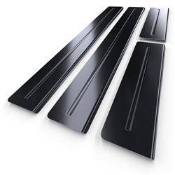 Protections de seuils de portes en acier pour Kia Rio III UB Hayon (5 portes) - (2011-2017) - Croni - Long Line - noir (surface poncée)