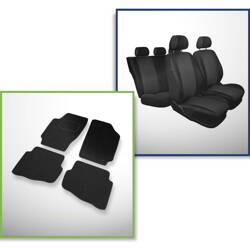 Set: tapis feutre + housses de siege confectionnees sur mesure pour Skoda Fabia I Hayon, Break, Berline (1999-2007) – Practic - deuxième rangée - banquette complète