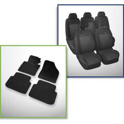 Set: tapis velours + housses de siege confectionnees sur mesure pour Volkswagen Touran Monospace (2003-2010) – Elegance P-3