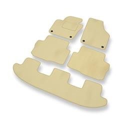 Tapis de sol velours pour Volkswagen Sharan II (2010-....) - Premium tapis de voiture - beige - DGS Autodywan