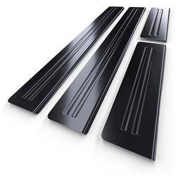 Protections de seuils de portes en acier pour BMW X6 F16 SAC (5 portes) - (2014-2019) - Croni - 2 Line - noir (surface poncée)