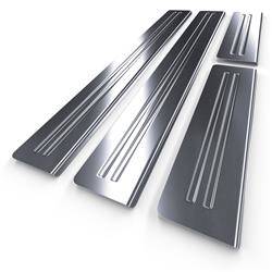 Protections de seuils de portes en acier pour Citroen C4 Picasso I Monospace (5 portes) - (2006-2013) - Croni - 2 Line - argent (mat)