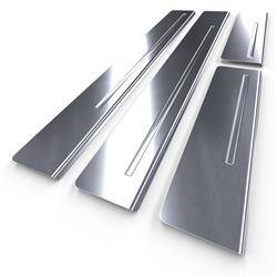 Protections de seuils de portes en acier pour Citroen C4 Picasso I Monospace (5 portes) - (2006-2013) - Croni - One Line - argent (mat)