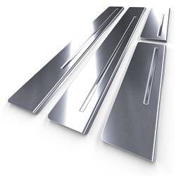 Protections de seuils de portes en acier pour Citroen C4 Picasso I Monospace (5 portes) - (2006-2013) - Croni - One Line - argent (satiné)