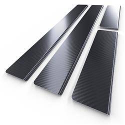 Protections de seuils de portes en acier pour Kia Venga I Monospace (5 portes) - (2009-2014) - Croni - Standard - noir (feuille de carbone)