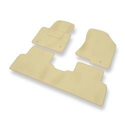 Tapis de sol velours pour Kia Carens IV (2013-2019) - Premium tapis de voiture - beige - DGS Autodywan