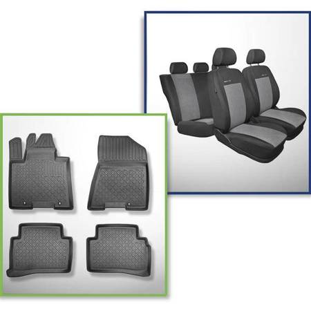 Ensemble: tapis de voiture en TPE + housses de siège confectionnées sur mesure pour Kia Sportage IV SUV (01.2016-12.2021) - Elegance P-2