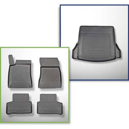 Ensemble: tapis de voiture en TPE + tapis de coffre pour Mercedes-Benz CLA C118 Coupé (05.2019-....) - Aristar - Cool liner - cavités amovibles dans les modèles avec filets latéraux; non pour version Plug-in hybride