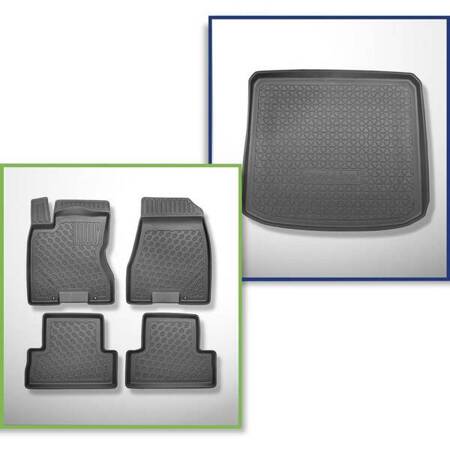 Ensemble: tapis de voiture en TPE + tapis de coffre pour Nissan X-Trail II T31 SUV (06.2007-07.2014) - Aristar - Cool liner - coffre inférieur