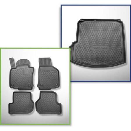 Ensemble: tapis de voiture en TPE + tapis de coffre pour Volkswagen Jetta 1K Berline (08.2005-2011) - Aristar - Cool liner - sans cavité droite