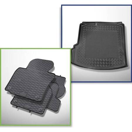 Ensemble: tapis de voiture en caoutchouc geyer&hosaja + tapis de coffre aristar pour Volkswagen Jetta V Berline (08.2005-2010) - Standard - sans cavité droite