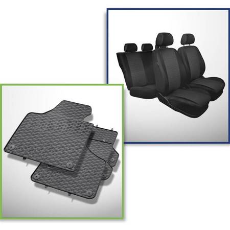 Ensemble: tapis de voiture en caoutchouc + housses de siège confectionnées sur mesure pour Audi A3 8P Hayon, Sportback (2003-2009) - Practic
