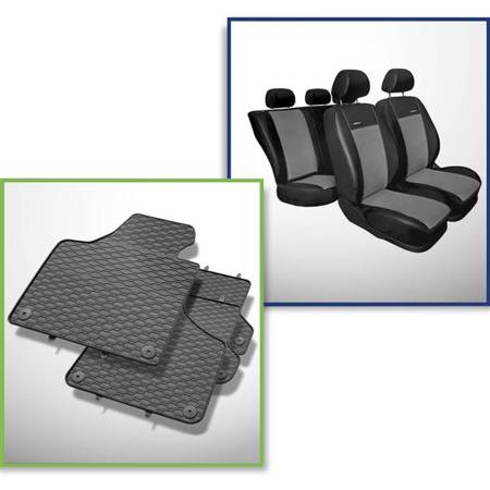Ensemble: tapis de voiture en caoutchouc + housses de siège confectionnées sur mesure pour Audi A3 8P Hayon, Sportback (2003-2009) - Premium