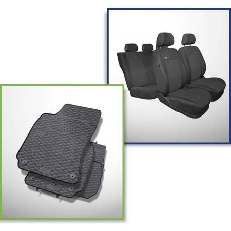 Ensemble: tapis de voiture en caoutchouc + housses de siège confectionnées sur mesure pour Volkswagen Passat B5 SW (1996-2005) - Elegance - P-1