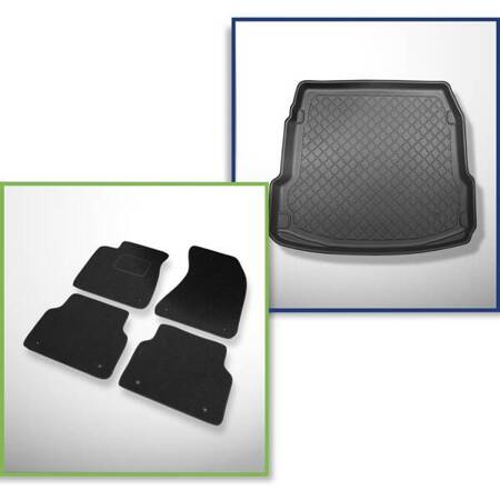 Ensemble: tapis feutre + tapis de coffre pour Audi A8 D4 (10.2013-10.2017) 4 porte - Guardliner - version longue; avec roue de secours = coffre plat; aussi pour la version Quattro