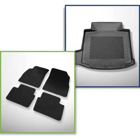 Ensemble: tapis feutre + tapis de coffre pour Chevrolet Malibu VIII (07.2012-2015) 4 porte - Standard