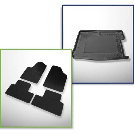 Ensemble: tapis feutre + tapis de coffre pour Citroen Berlingo I Multi Space (1998-2007) 5 porte - Standard - 5 places ; avec modubox