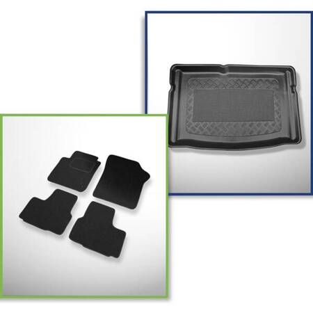 Ensemble: tapis feutre + tapis de coffre pour Volkswagen up! I (09.2011-....) 3 porte, 5 porte - Standard - coffre inférieur