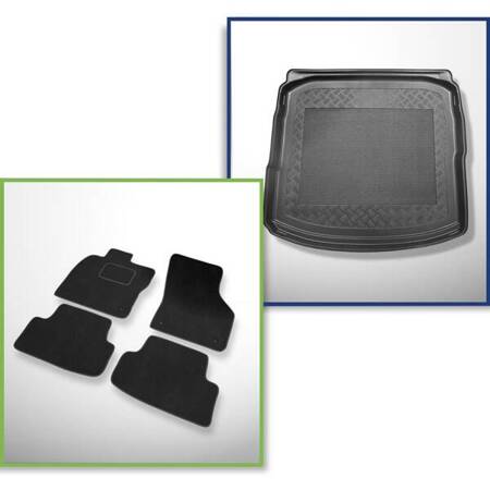 Ensemble: tapis velours + tapis de coffre pour Audi A3 8V (09.2013-03.2020) 4 porte - Standard